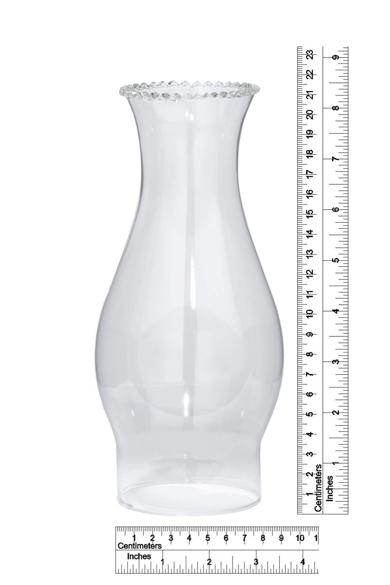 B&P Lamp مصباح B&P بارتفاع 3 بوصات وعرض 8 1/2 بوصات مع زجاج شفاف وقمة مجعدة لمصابيح الزيت والكيروسين - Image 2